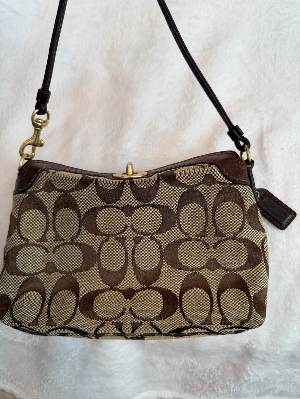 Coach Y2K Signature Jacquard Turnlock Wristlet Mini Bag